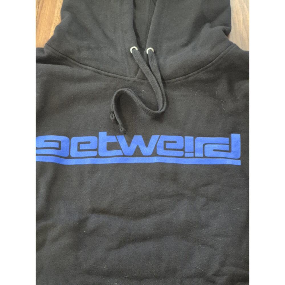 Getweird Anime Graphic Hoodie Black Blue Logo Mens XXL Streetwear Sweatshirt S15 - Picture 2 of 8